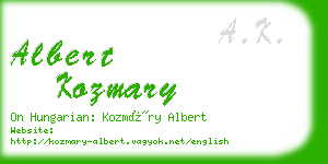 albert kozmary business card